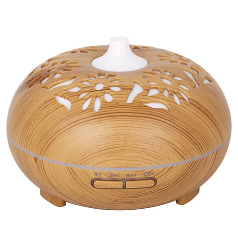 350ML Ultrasonic Essential Oil Diffuser Wood Grain Cool Mist Humidifier with 7 Color LED Lights for Home Bedroom