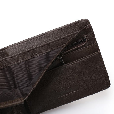 Men Genuine Leather Purse Multi-slot Large Compartment Zipper Wallet