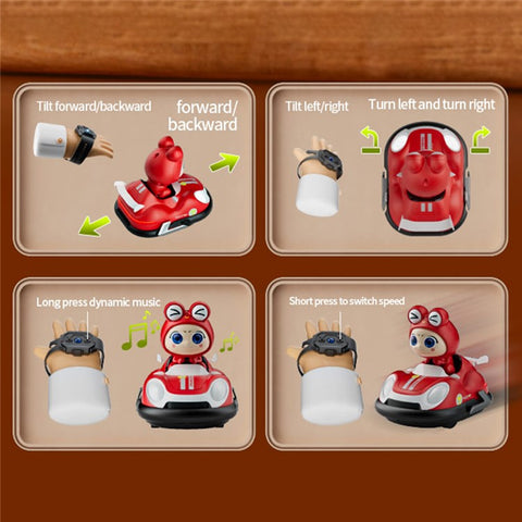 4DRC Y7 Remote Control Bumper Car with Light and Music Pop-up Doll Children Battle Toy, 2 Batteries