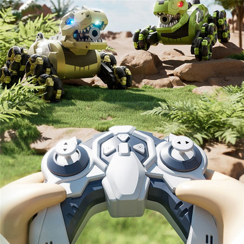 4DRC 4D-Y12 Dinosaur Shape 8 Wheels RC Car Spray Toy for Kids, Single Controller / Dual Battery
