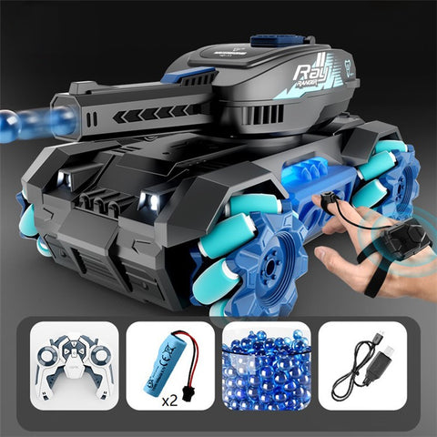 4DRC Y1 Remote Control + Watch Gesture Control RC Tank Water Bomb Car Battle Game Toy, with 2 Battery
