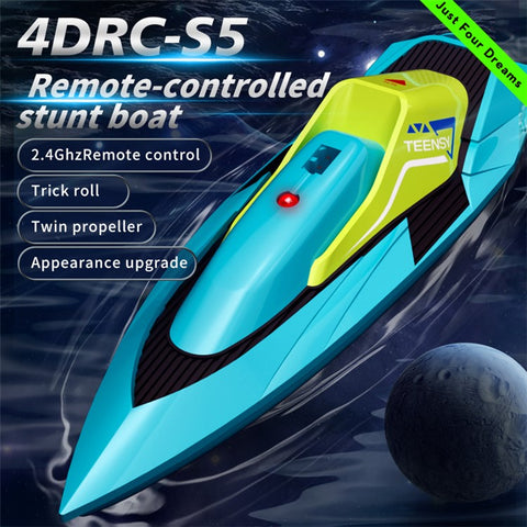 4DRC S5 Mini Dual Propeller Electric Remote Control Boat Kids Water Toy Stunt Boat