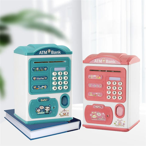 SJL6709 Cartoon Electronic Piggy Bank Coin Money Saving Box Fingerprint Digital Password Music Light ATM Bank Children Toy Gift