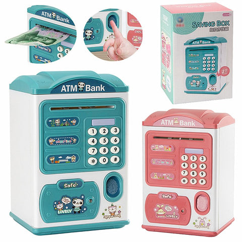 SJL6709 Cartoon Electronic Piggy Bank Coin Money Saving Box Fingerprint Digital Password Music Light ATM Bank Children Toy Gift
