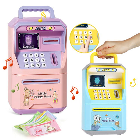 6913 Children Cartoon Piggy Bank ATM Password Box with Music Sound Auto Roll Money Treasure Box Educational Toys