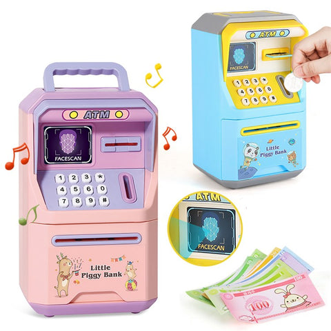 6913 Children Cartoon Piggy Bank ATM Password Box with Music Sound Auto Roll Money Treasure Box Educational Toys