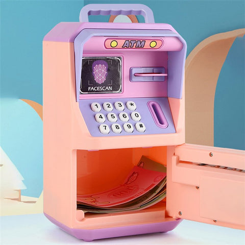 6913 Children Cartoon Piggy Bank ATM Password Box with Music Sound Auto Roll Money Treasure Box Educational Toys