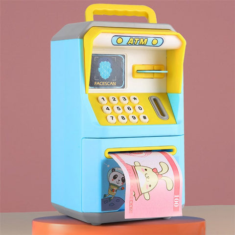 6913 Children Cartoon Piggy Bank ATM Password Box with Music Sound Auto Roll Money Treasure Box Educational Toys