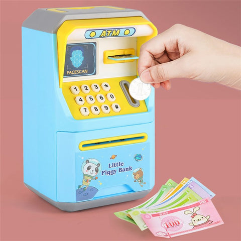 6913 Children Cartoon Piggy Bank ATM Password Box with Music Sound Auto Roll Money Treasure Box Educational Toys