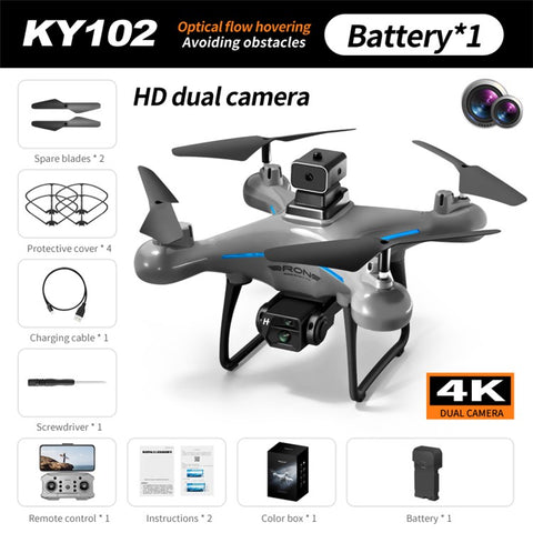 XKJ KY102 Optical Flow 4K Dual Cameras RC Drone Obstacle Avoidance 360 Degree Stunt RC Quadcopter, 1pc Battery