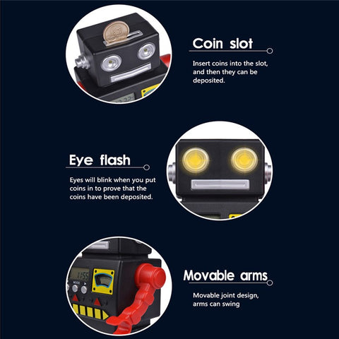 Cartoon Automatic Coin Counting Piggy Bank Robot for Kids Interactive Money Box (USD Version)
