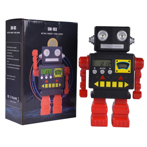 Cartoon Automatic Coin Counting Piggy Bank Robot for Kids Interactive Money Box (USD Version)
