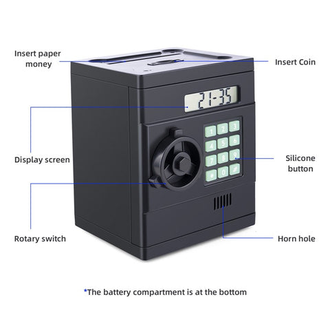 Simulation Retro Mini ABS Password Safe Creative Toy Smart Piggy Bank Automatic Coin Recognition And Counting (US Dollar Version)