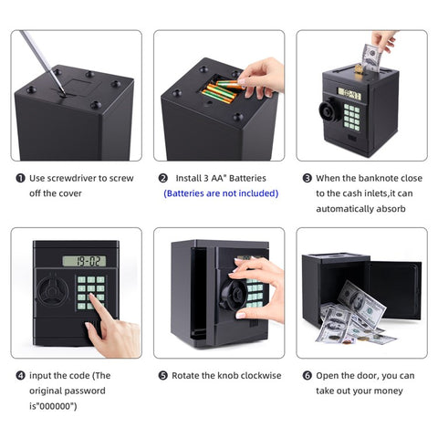 Simulation Retro Mini ABS Password Safe Creative Toy Smart Piggy Bank Automatic Coin Recognition And Counting (US Dollar Version)