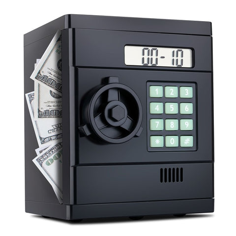 Simulation Retro Mini ABS Password Safe Creative Toy Smart Piggy Bank Automatic Coin Recognition And Counting (US Dollar Version)