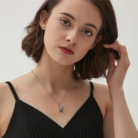 YISIXICI XL13140029 Zirconia Rabbit Pendant Necklace S925 Silver Neck Jewelry Gift