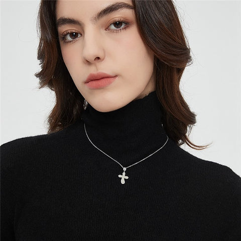 YISIXICI XL13140046 Women's Necklace Nephrite Jade Cross Pendant S925 Silver Neck Jewelry