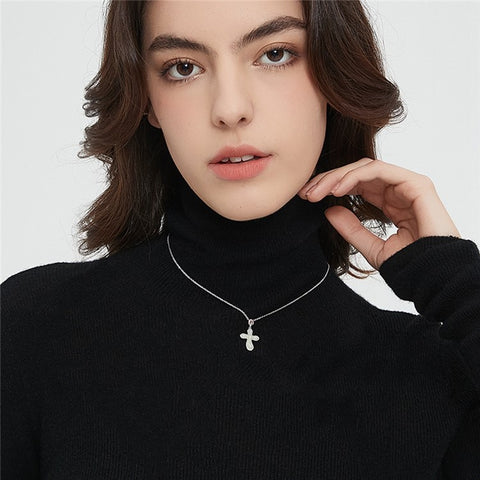 YISIXICI XL13140046 Women's Necklace Nephrite Jade Cross Pendant S925 Silver Neck Jewelry