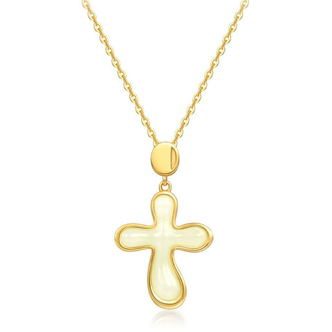 YISIXICI XL13140046 Women's Necklace Nephrite Jade Cross Pendant S925 Silver Neck Jewelry