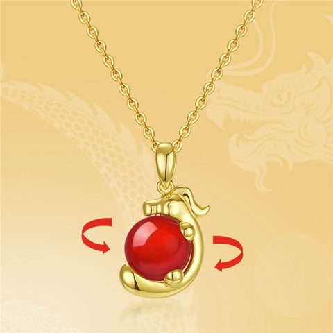YISIXICI XL13140056 Lucky Necklace Chinese Dragon Hug Pearl Neck Jewelry Women's Birthday Gift