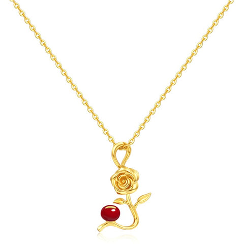 YISIXICI XL13140010 Women's Necklace Rose and Love Seed Enamel Neck Jewelry Birthday Gift