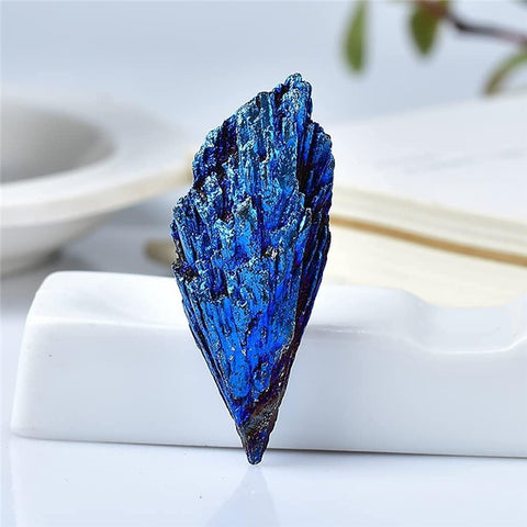 10Pcs / Pack Peacock Feather Style Natural Black Tourmaline Electroplated Colored Tourmaline Pendant, 3cm 5-10g