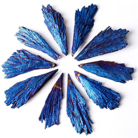 10Pcs / Pack Peacock Feather Style Natural Black Tourmaline Electroplated Colored Tourmaline Pendant, 4-6cm 10-20g