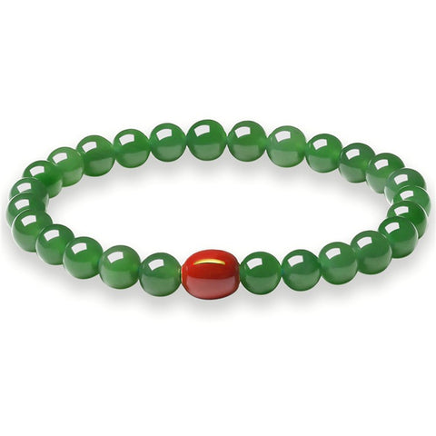 YISIXICI ZL13140001 Green Jade Bracelet Natural Beaded Wrist Jewelry Birthday Gift