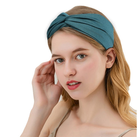 FD002 Solid Color Sports Yoga Running Women Headband Sweat-absorbent Cloth Cross Hairband
