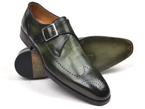 Paul Parkman Wingtip Single Monkstraps Green (ID#98F54-GRN)