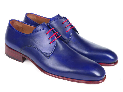 Paul Parkman Blue Hand Painted Derby Shoes (ID#633BLU13)