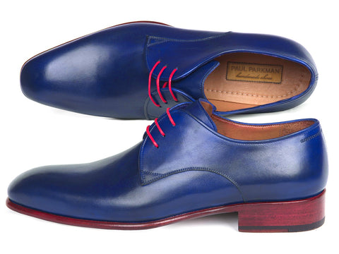 Paul Parkman Blue Hand Painted Derby Shoes (ID#633BLU13)