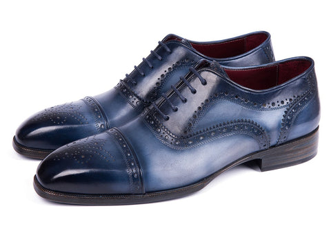 Paul Parkman Men's Cap Toe Oxfords Blue & Navy (ID#024-NVYBLU)