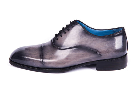 Paul Parkman Men's Cap Toe Oxfords Gray Burnished (ID#1744-GRY)