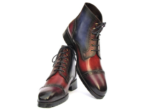 Paul Parkman Men's Multicolor Hand-Painted Cap Toe Boots (ID#BT9566-MLT)