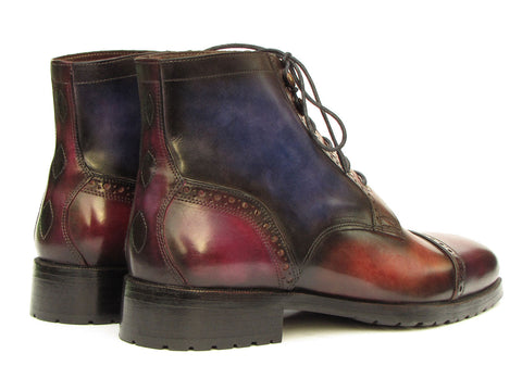 Paul Parkman Men's Multicolor Hand-Painted Cap Toe Boots (ID#BT9566-MLT)