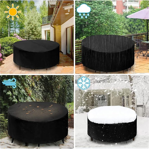 Dustproof Waterproof Outdoor Garden Round Table Cover 210T Polyester Furniture Cover