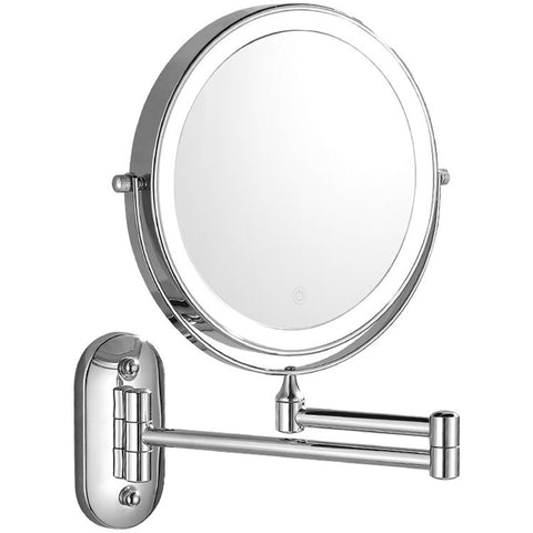 LED Light Vanity Makeup Mirror 10X Magnification Double Sided Rotatable 8 inch Wall Mounted Round Mirror