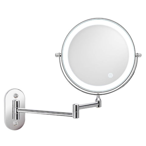 LED Light Vanity Makeup Mirror 10X Magnification Double Sided Rotatable 8 inch Wall Mounted Round Mirror