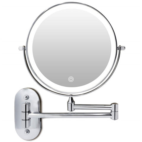 LED Light Vanity Makeup Mirror 10X Magnification Double Sided Rotatable 8 inch Wall Mounted Round Mirror