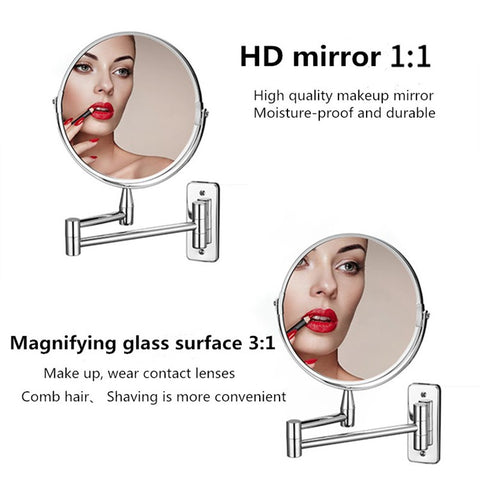 LED Light Vanity Makeup Mirror 10X Magnification Double Sided Rotatable 8 inch Wall Mounted Round Mirror