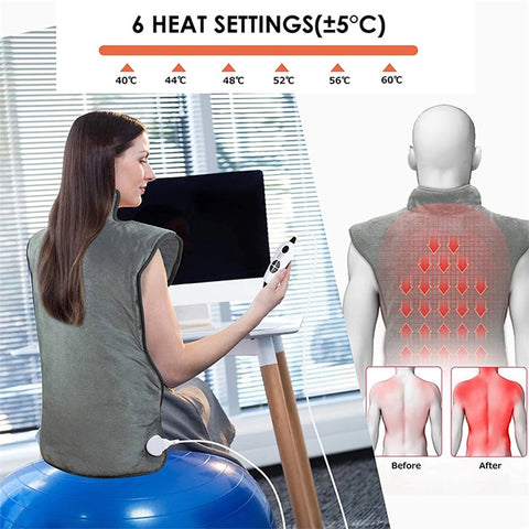 Electric Heating Pad with 6 Level Heat Settings for Back Neck Shoulder Pain Relief (With UL CE PSE ROHS)