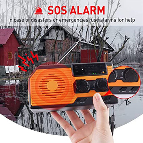 HY-068 Hand Crank Solar AM / FM Radio Reading Light SOS Emergency Flashlight  Power Bank