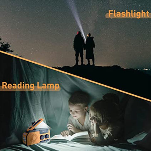 HY-068 Hand Crank Solar AM / FM Radio Reading Light SOS Emergency Flashlight  Power Bank