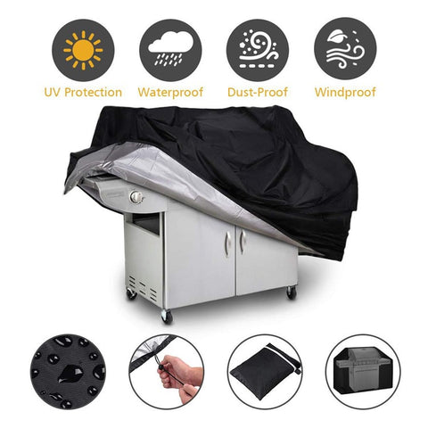 Outdoors BBQ Gas Grill Cover Waterproof 420D Polyester Stove Cover with Adjustable Hem Drawstring
