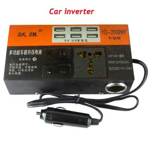 1500W Universal Car Power Inverter 12V 24V DC to 220V AC USB Car Phone Charger Multi-Port Vehicle Inverter
