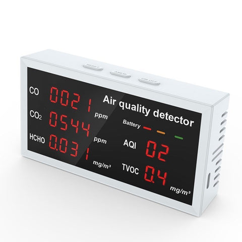 Air Quality Sensor Detector 5-in-1 Multifunctional CO CO2 Monitor HCHO TVOC AQI Tester Meter for Indoor Outdoor Office