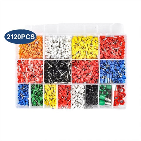 2120Pcs HSC8 6-4A Ferrules Terminal Crimp Connector Insulated Cord Pin End Set