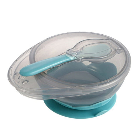 Portable Suction Baby Feeding Bowl with Lid Spoon Infant Tablewares Set Kids Eating Supplies (BPA-Free, NO FDA Certificate)