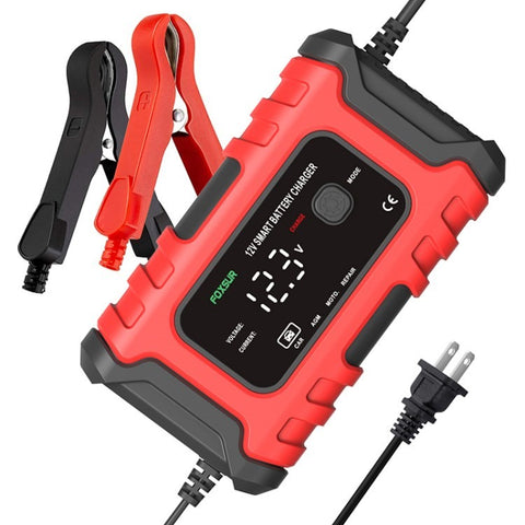 FOXSUR 12V 6A Car Battery Charger Automatic Smart Battery Maintainer with LCD Display Pulse Repair Charger for Car, Motorcycle